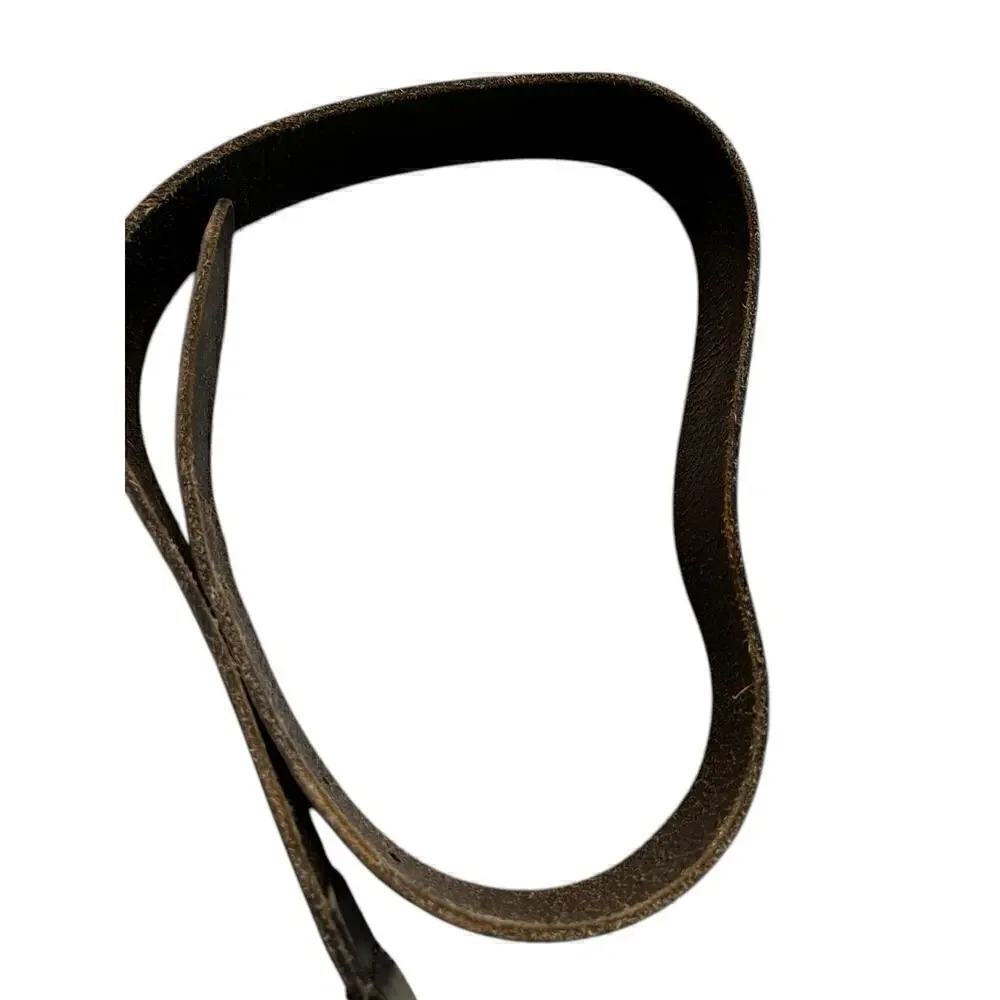 Perry Ellis Men’s Chocolate Brown Rawhide Belt 36” Buckle - End notches at 29-33